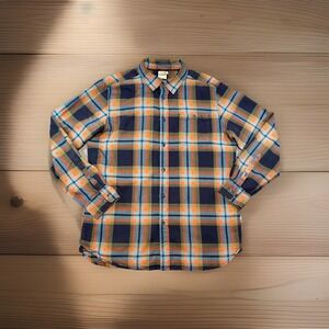 The North Face Men's L Hayden Pass 2.0 Plaid Cotton Flannel Shirt Blue Orange